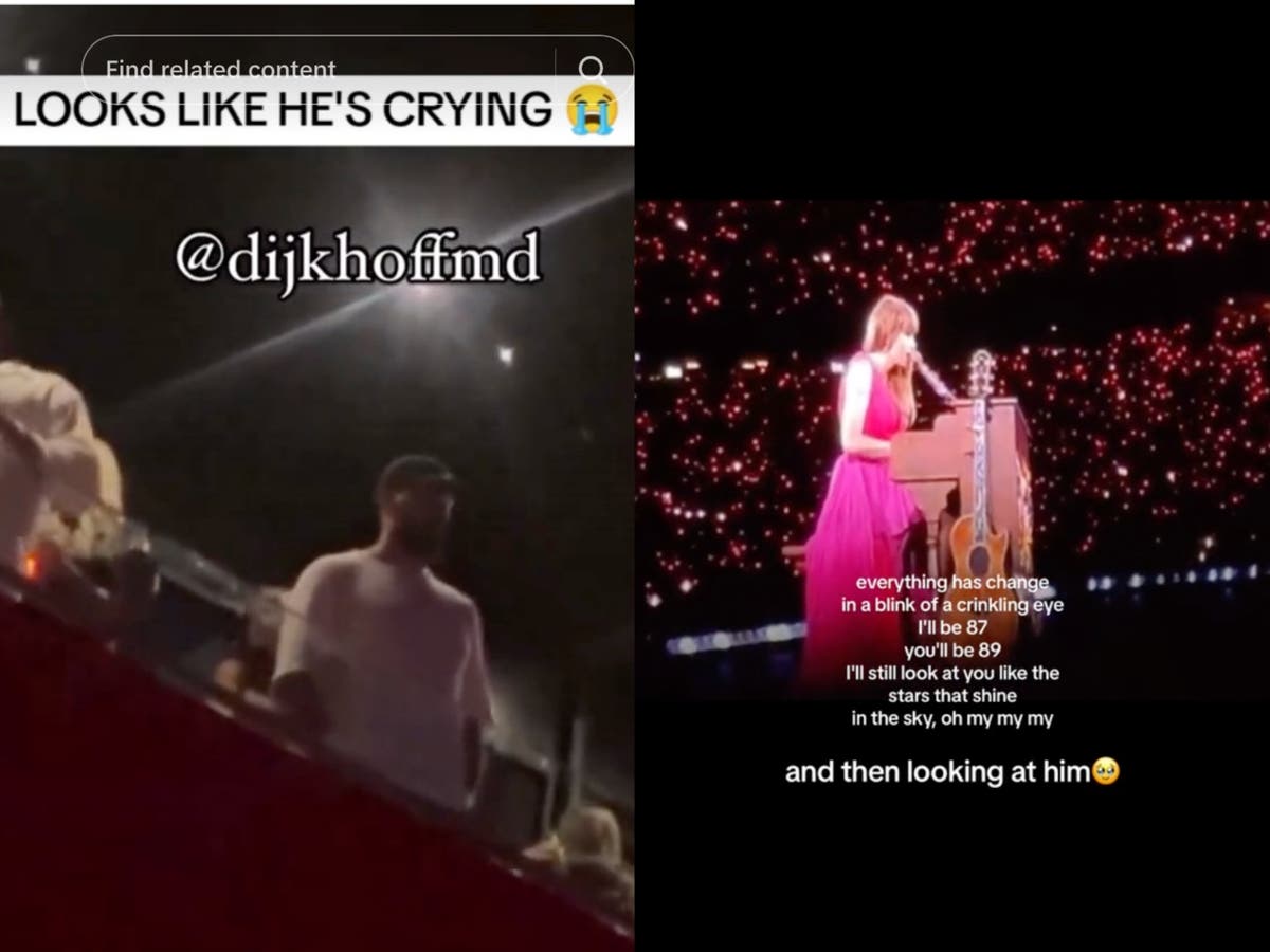 Los fanáticos no pueden soportar el llanto de Travis Kelce durante la interpretación de Taylor Swift de su canción en el Eras Tour