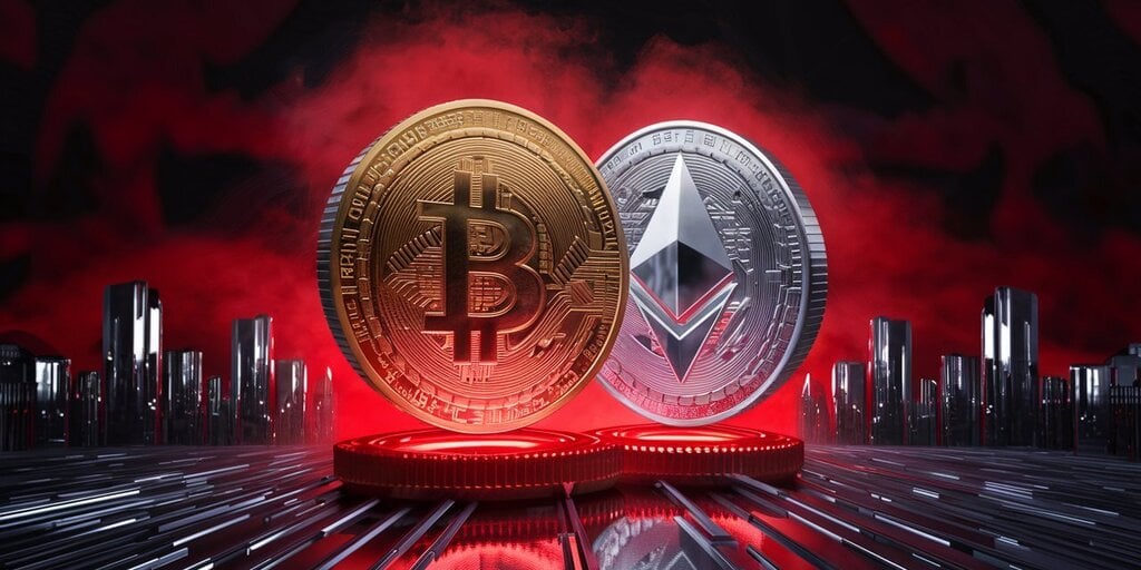 Los precios de Bitcoin y Ethereum caen, liquidando más de 170 millones de dólares en inversiones a largo plazo